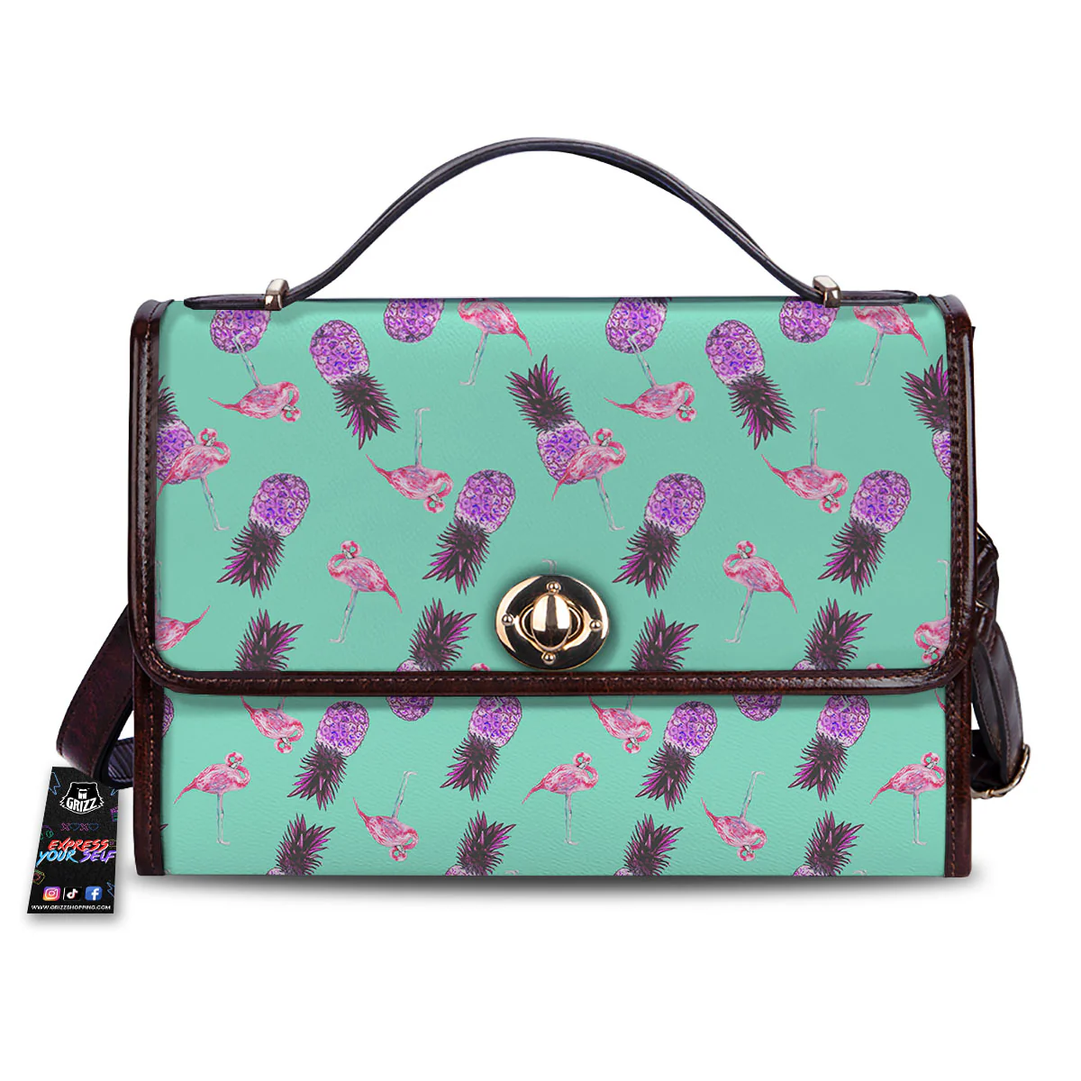 Pineapple Pastel Turquoise Print Pattern Women's Satchel Bag