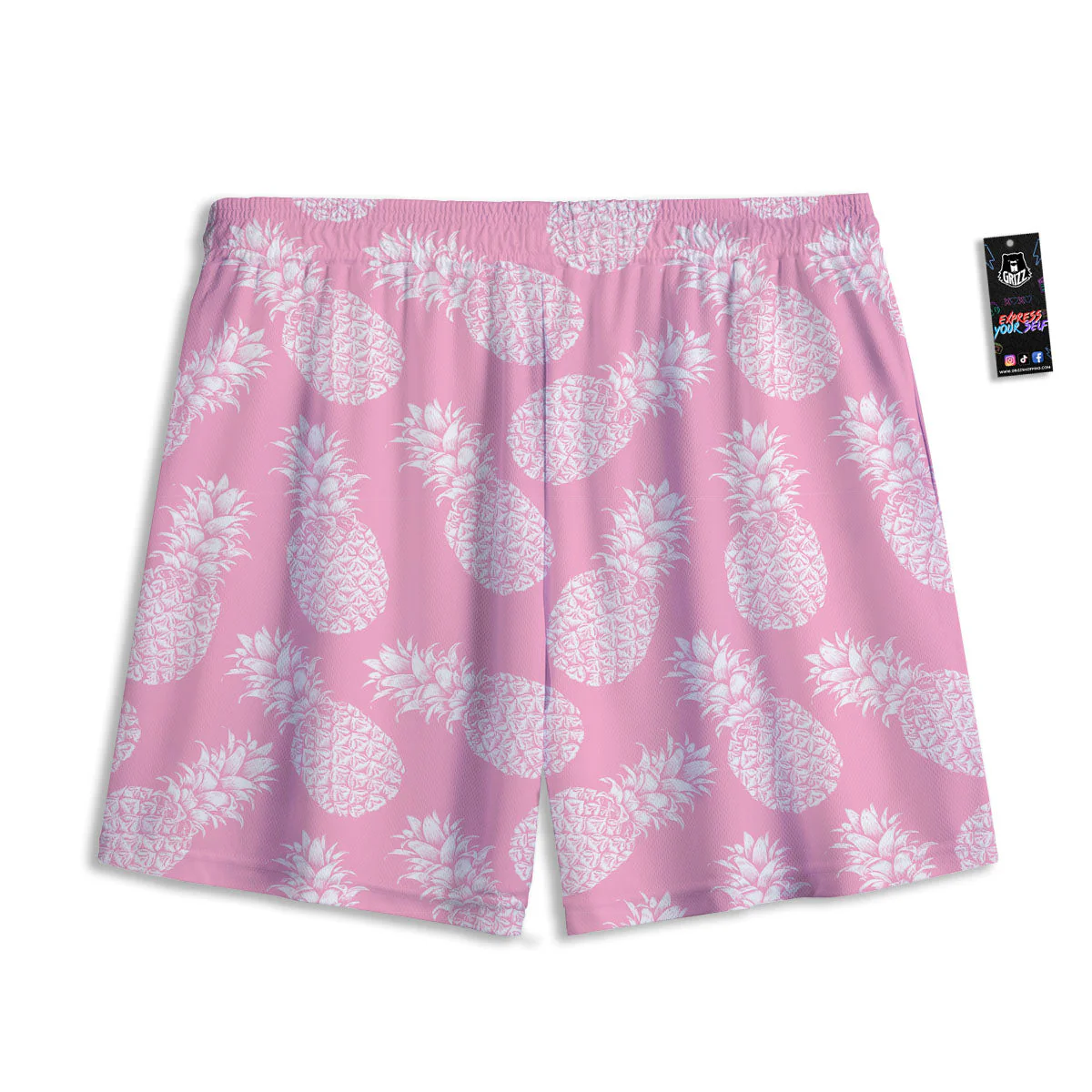 Pineapple Pink Print Pattern Mesh Shorts - Image 2