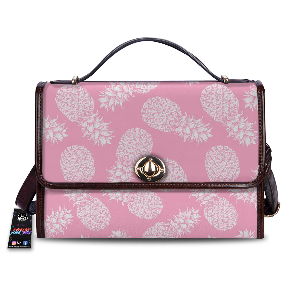 Pineapple Pink Print Pattern Women's Satchel Bag