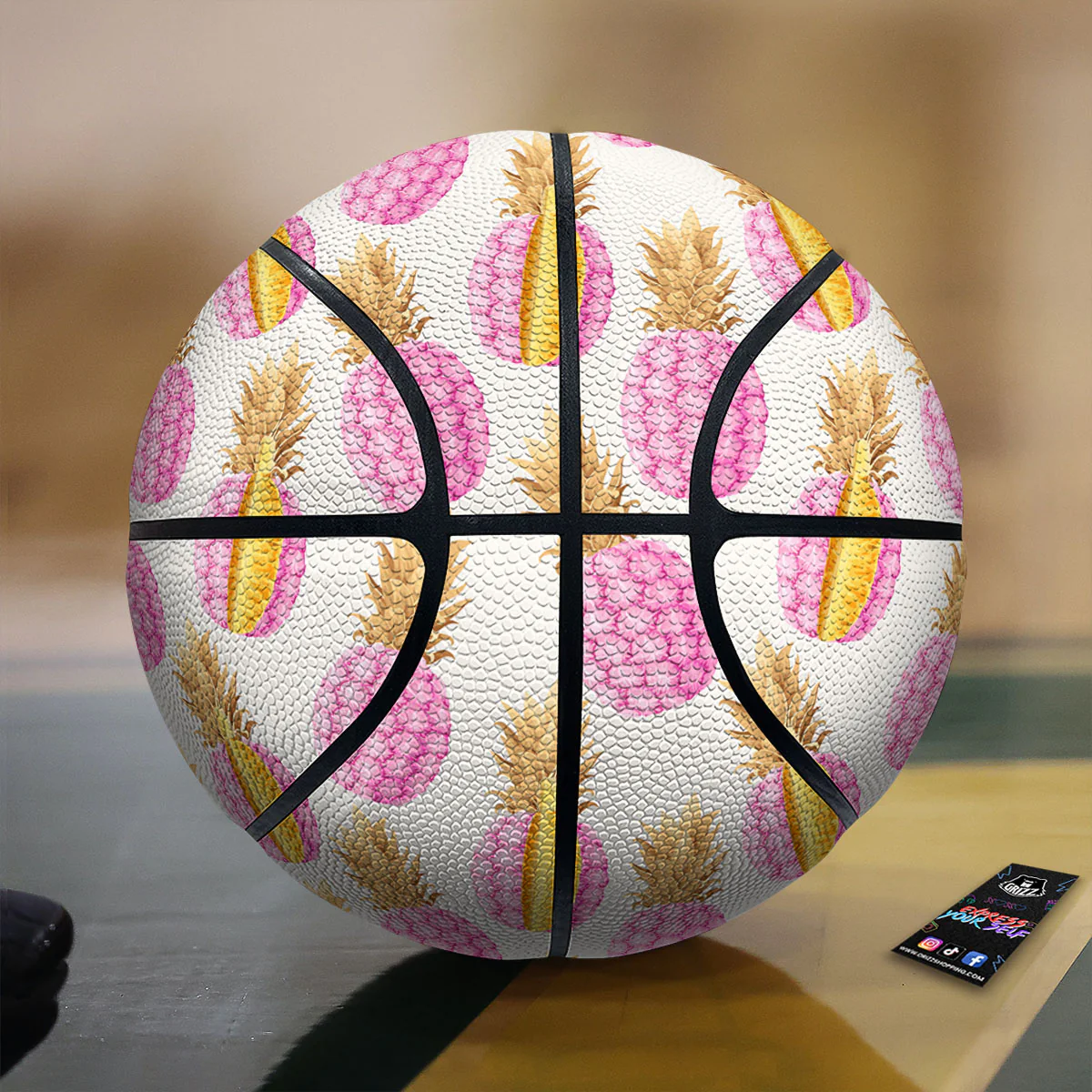 Pineapple Pink Vintage Print Pattern Basketball
