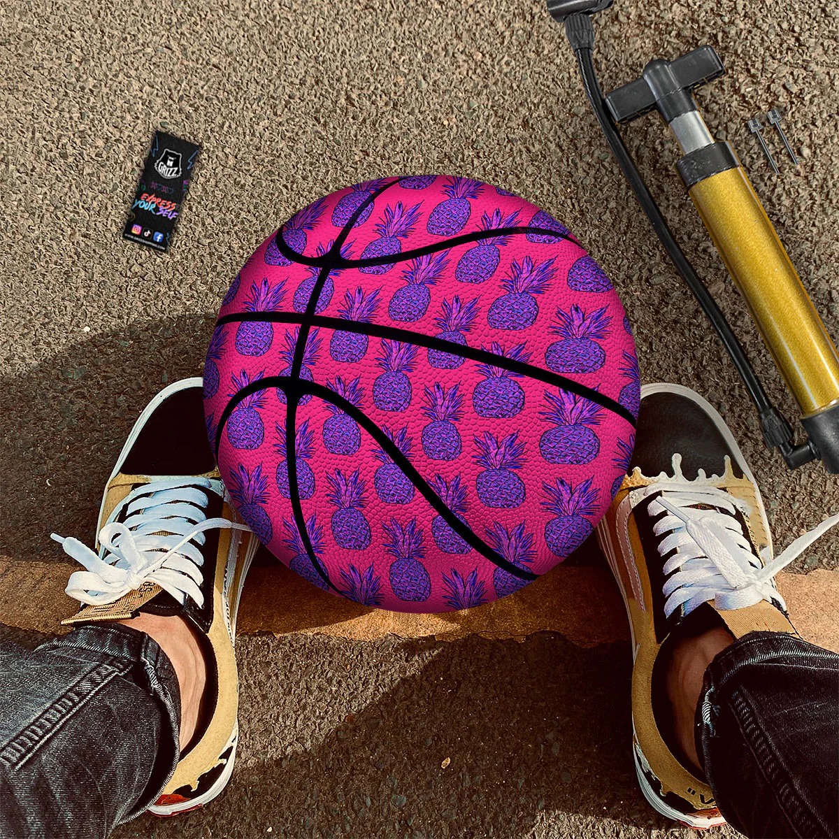 Pineapple Purple Print Pattern Basketball - Image 2