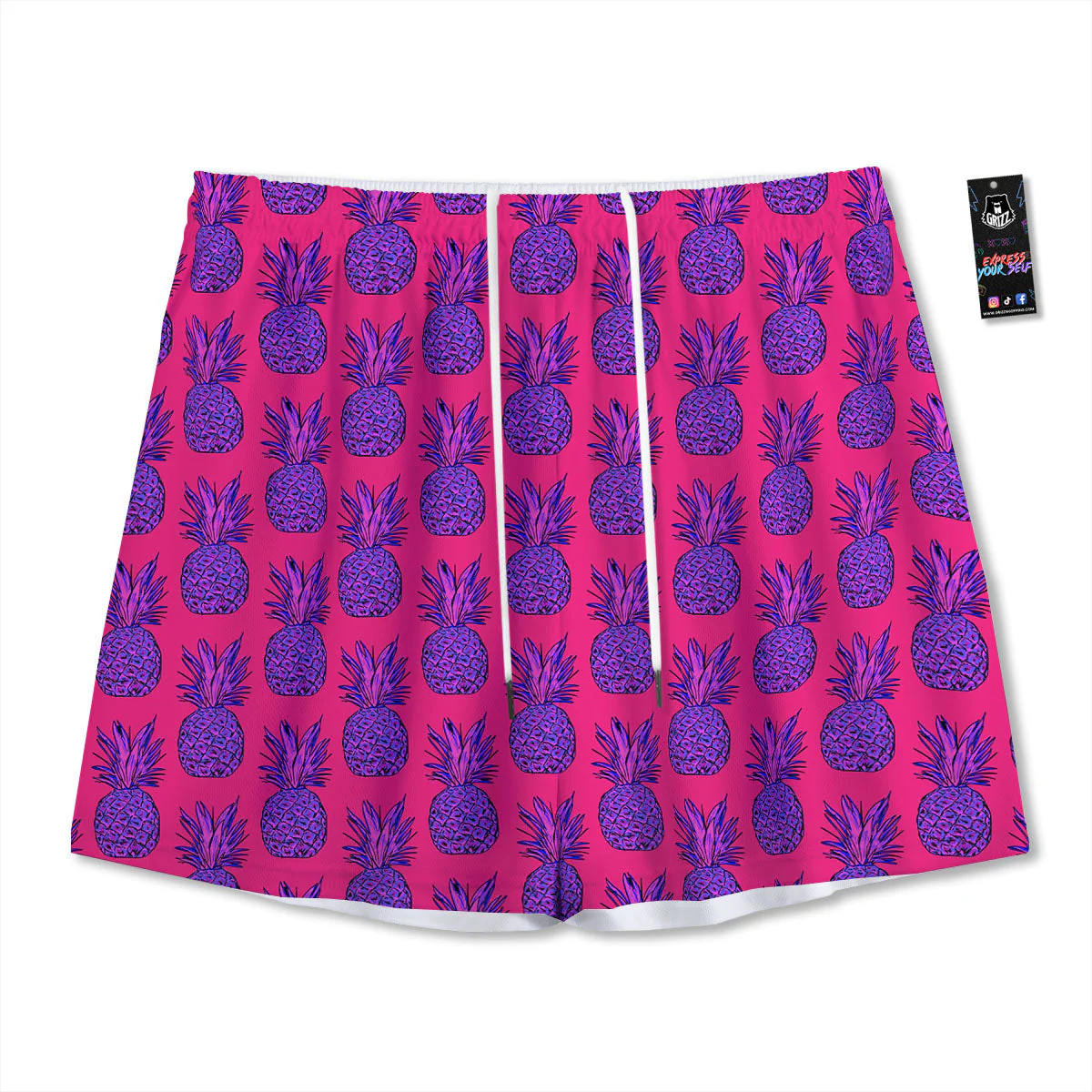 Pineapple Purple Print Pattern Mesh Shorts