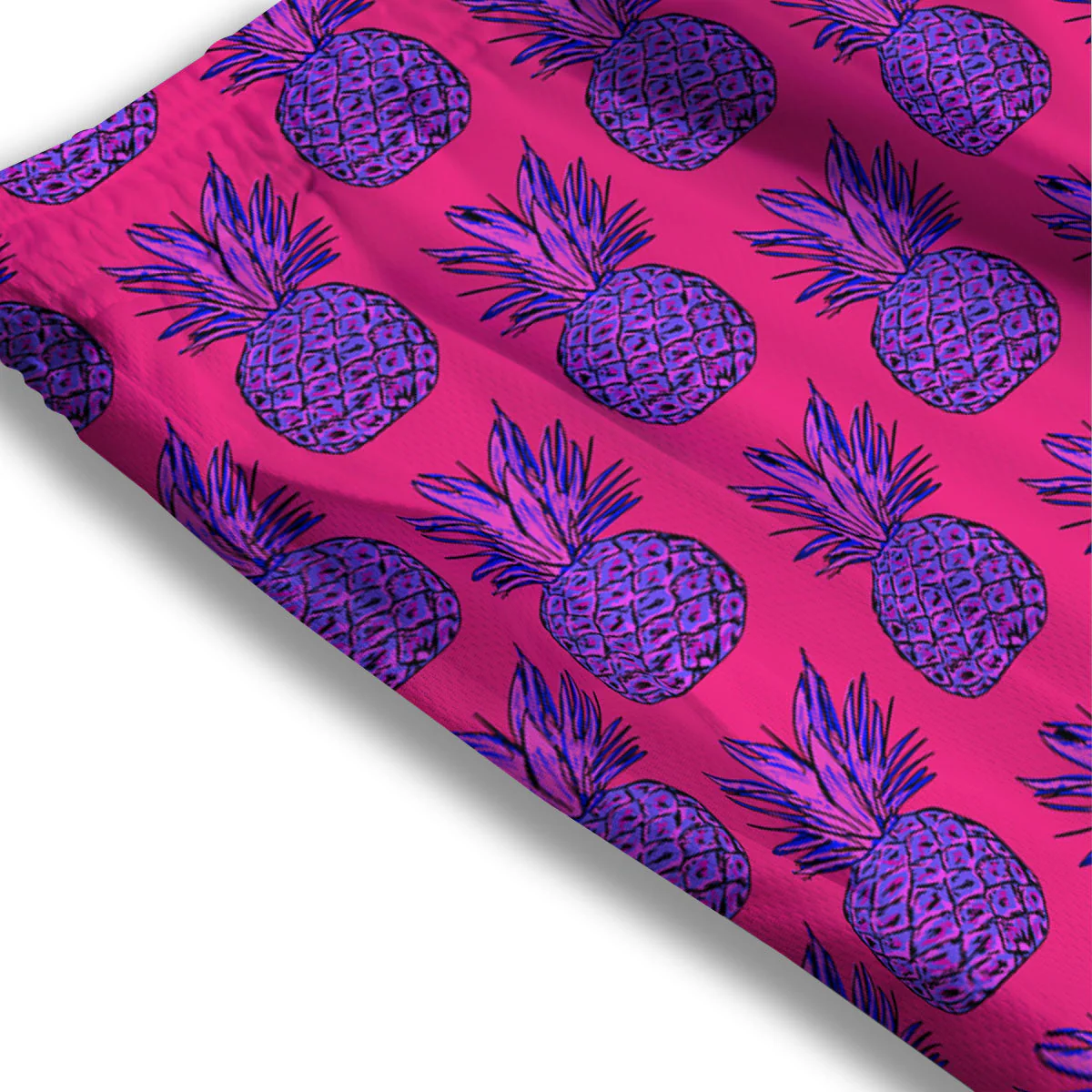 Pineapple Purple Print Pattern Mesh Shorts - Image 3