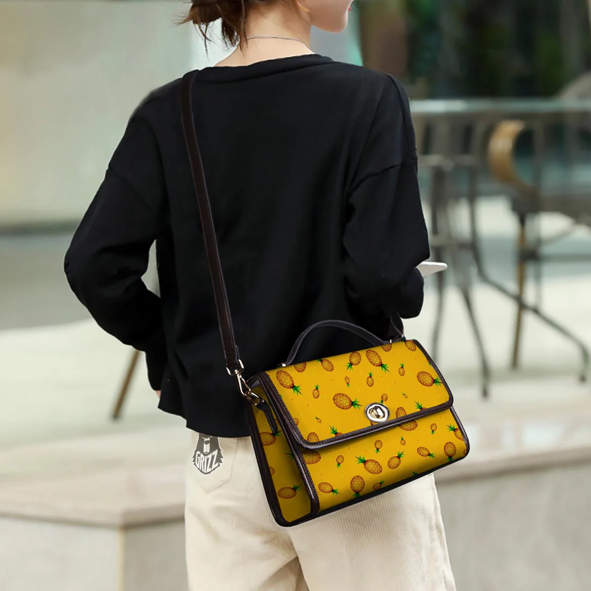 Pineapple Sand Beach Print Pattern Women's Satchel Bag - Image 3