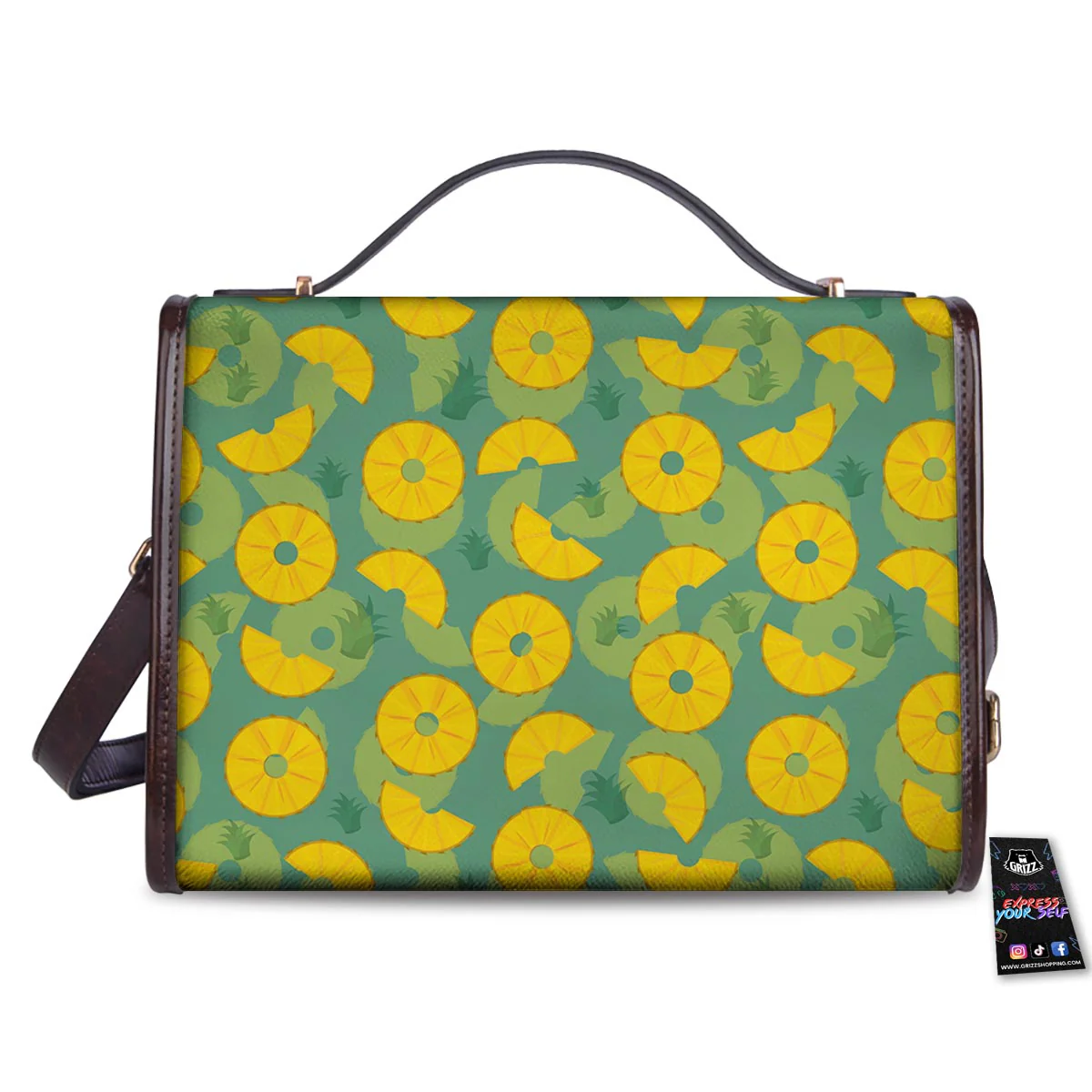 Pineapple Sliced Print Pattern Women's Satchel Bag - Image 2