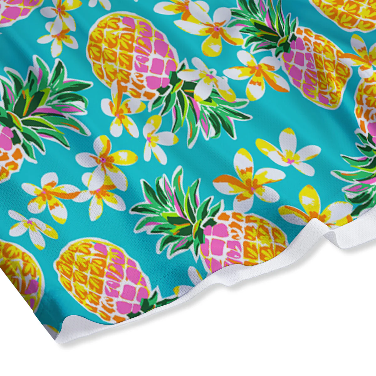 Pineapple Tropical Teal Print Pattern Mesh Shorts - Image 4