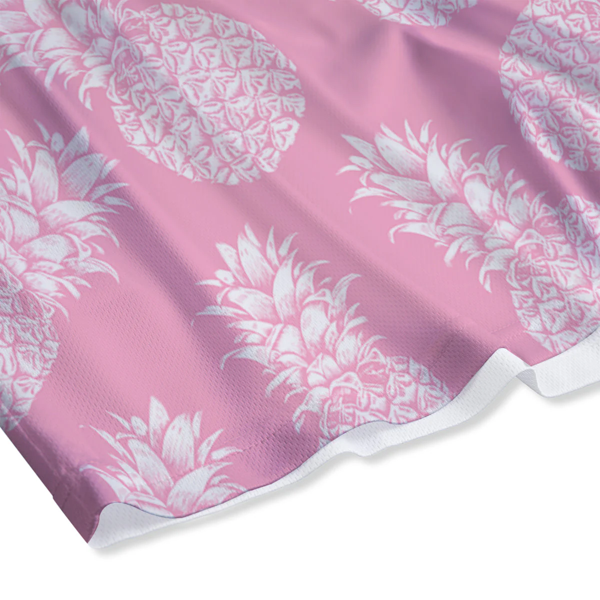 Pineapple White Summer Pink Print Pattern Mesh Shorts - Image 4