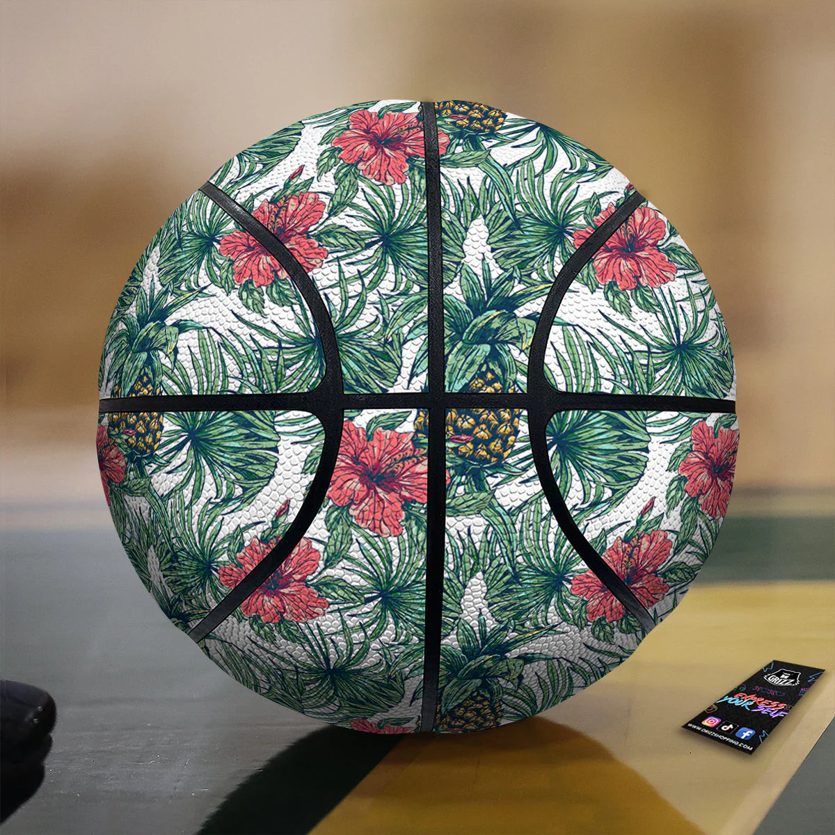 Pineapple White Tropical Print Pattern Basketball