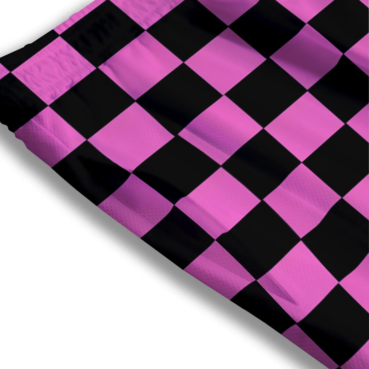 Pink And Black Checkered Print Pattern Mesh Shorts - Image 3