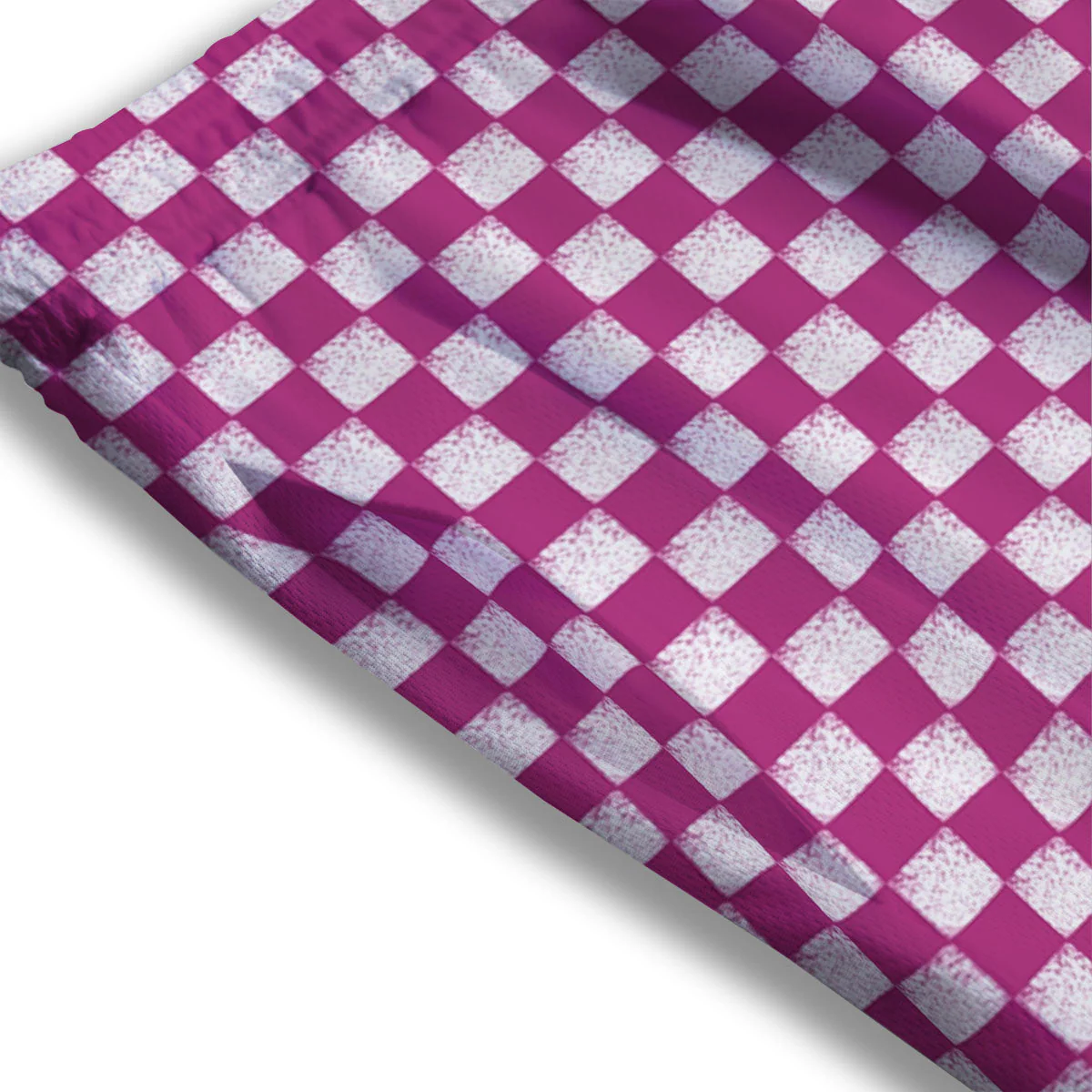 Pink And White Checkered Print Pattern Mesh Shorts - Image 3