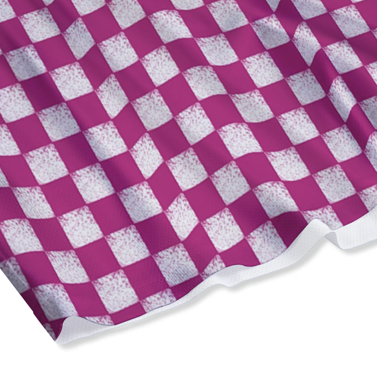 Pink And White Checkered Print Pattern Mesh Shorts - Image 4