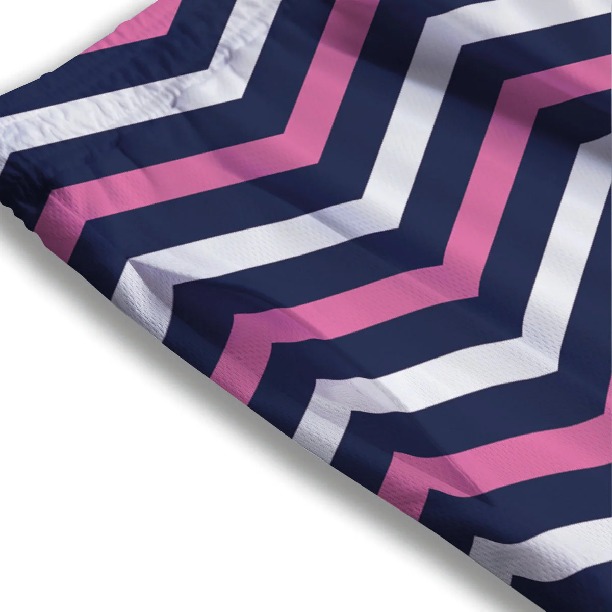 Pink And White Navy Chevron Print Mesh Shorts - Image 3