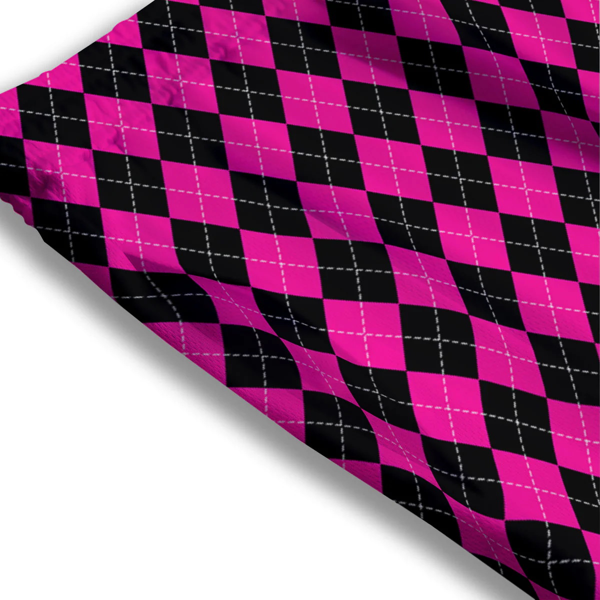 Pink Argyle Deep And Black Print Pattern Mesh Shorts - Image 3