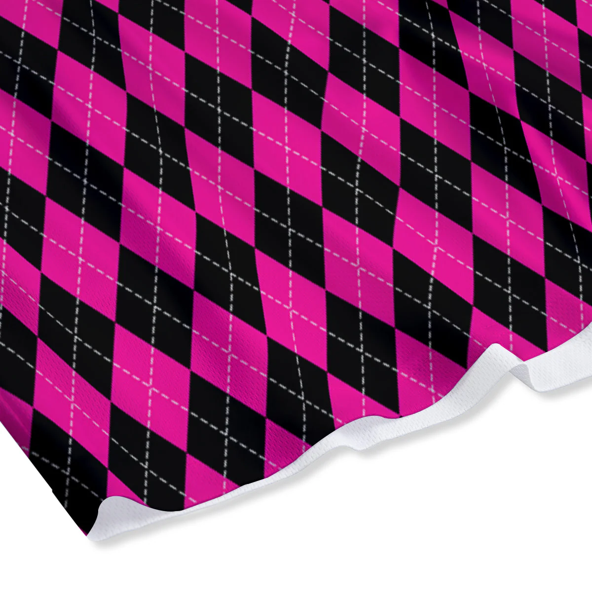 Pink Argyle Deep And Black Print Pattern Mesh Shorts - Image 4