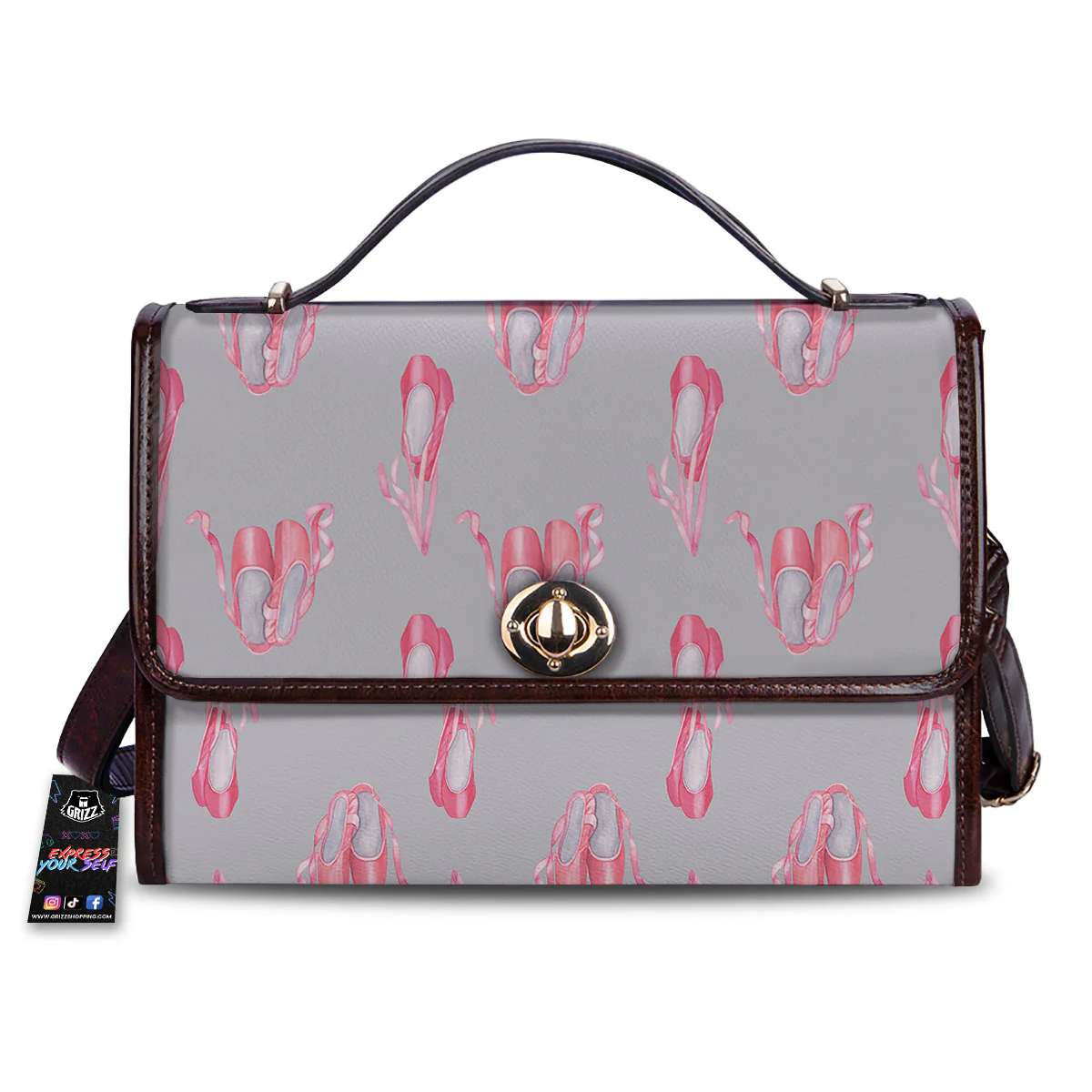 Pink Ballet Shoes Print Pattern Women's Satchel Bag