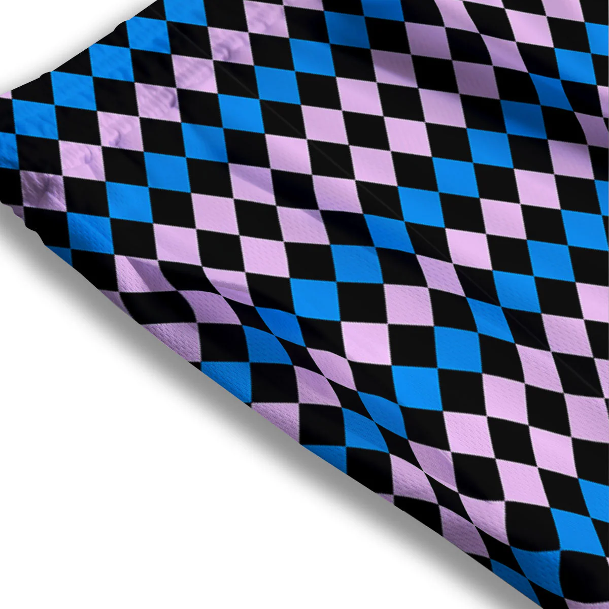 Pink Black And Blue Argyle Print Pattern Mesh Shorts - Image 3