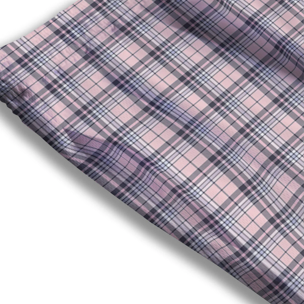 Pink Black And Blue Tartan Print Pattern Mesh Shorts - Image 3