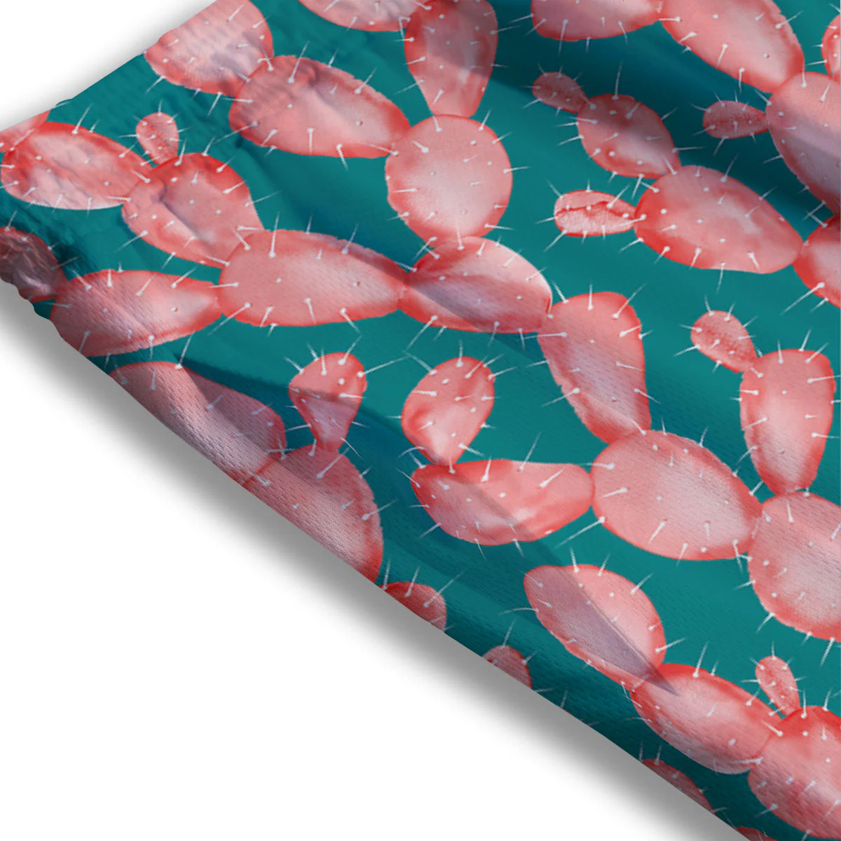 Pink Cactus Print Pattern Mesh Shorts - Image 3
