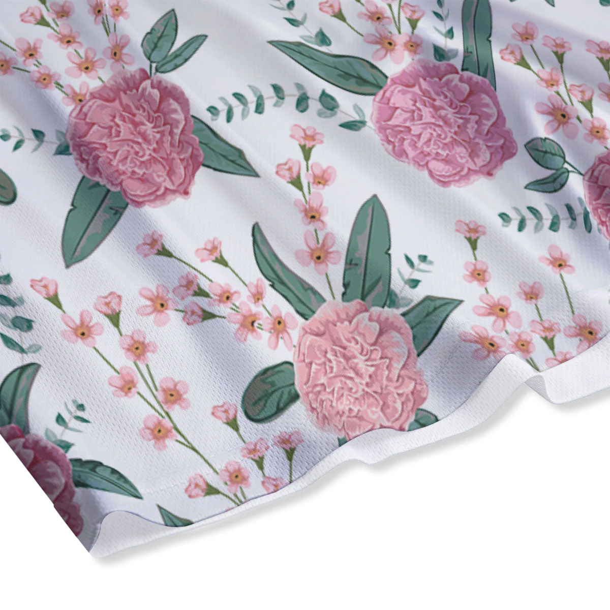 Pink Carnation White Print Pattern Mesh Shorts - Image 4