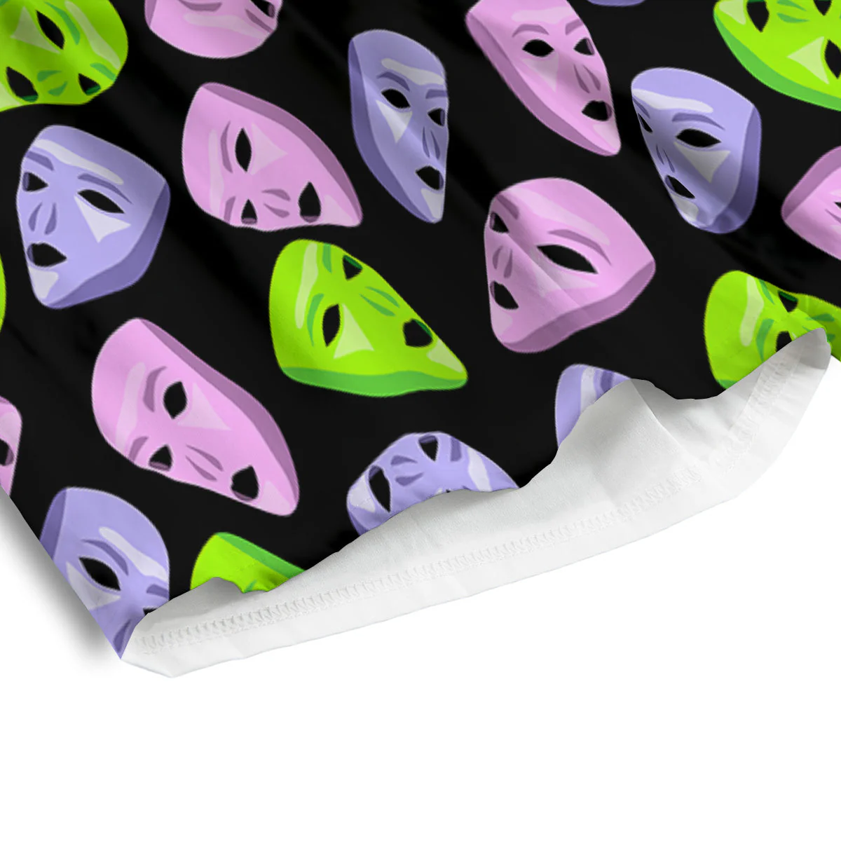 Pink Green And Purple Theater Masks Print Pattern Men's Athletic Shorts - Image 4