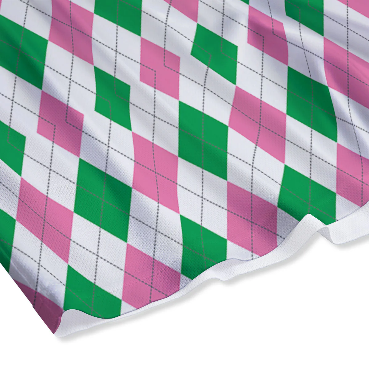 Pink Green And White Argyle Print Mesh Shorts - Image 4