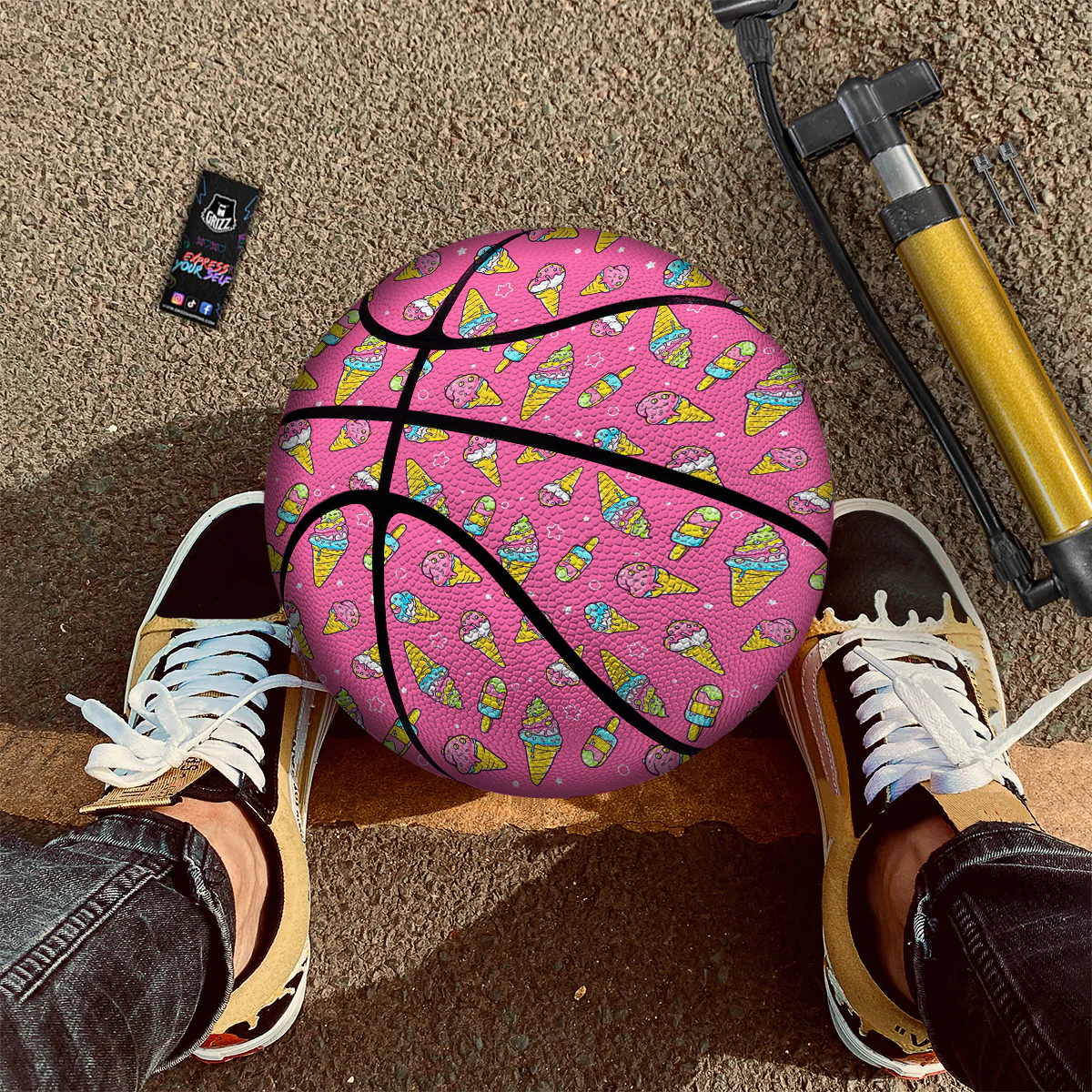 Pink Ice Creams Cute Print Pattern Basketball - Image 2