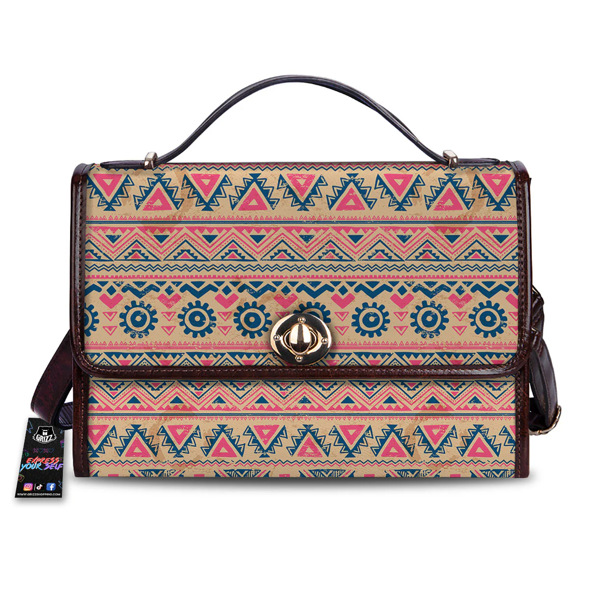 Pink Native Tribal Print Pattern Women's Satchel Bag