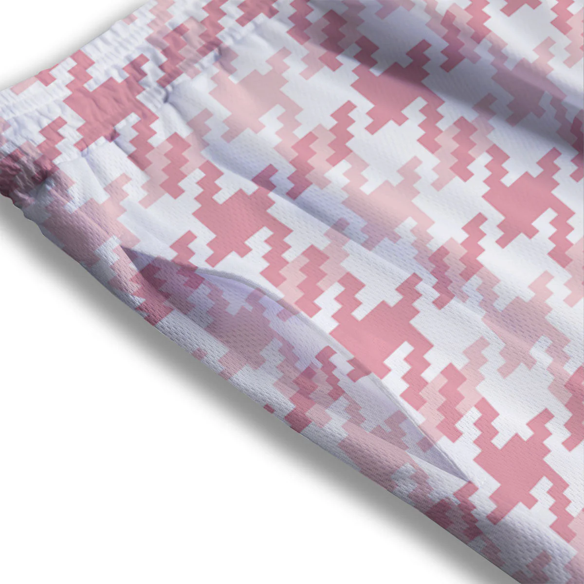 Pink Pastel And White Houndstooth Print Mesh Shorts - Image 3
