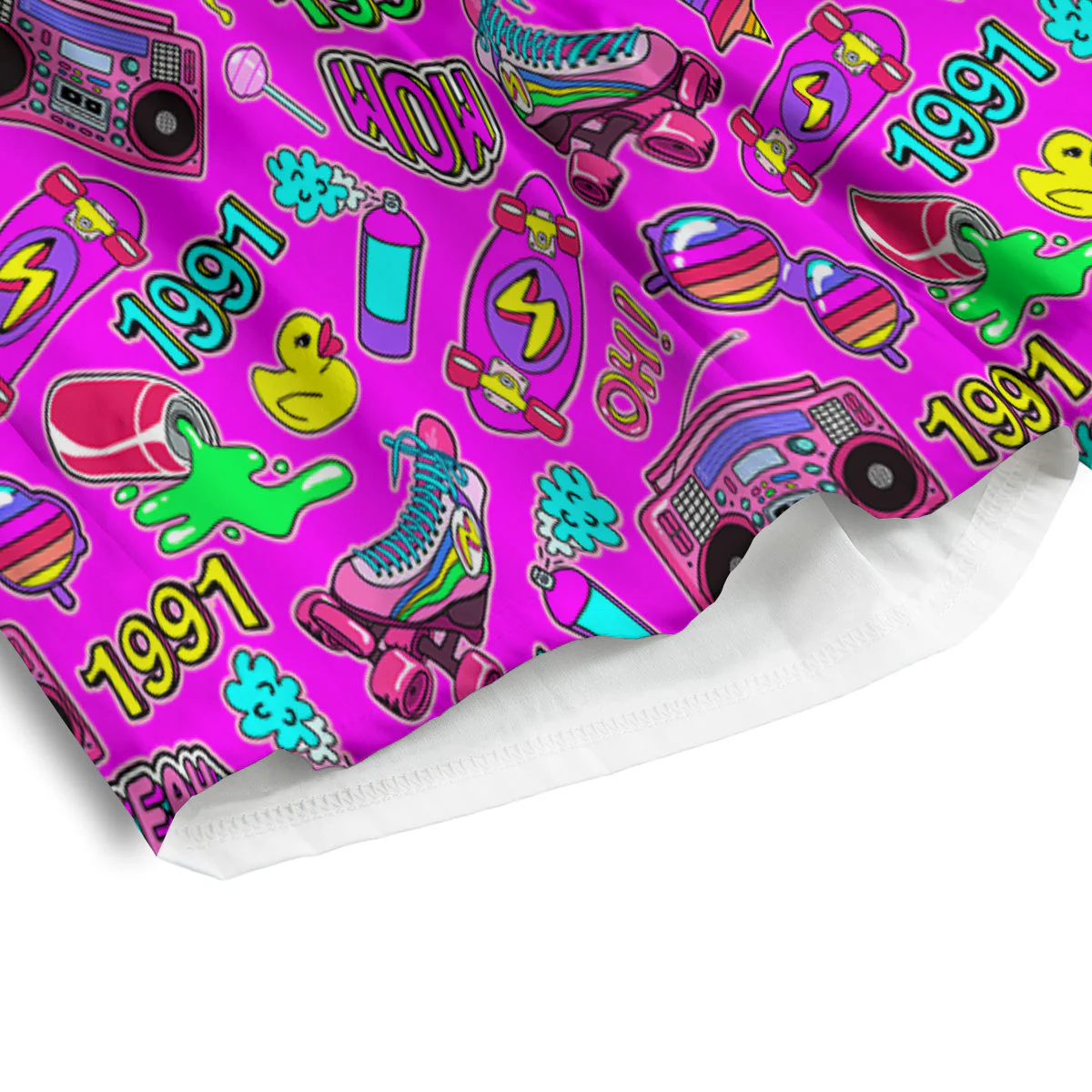 Pink Retro Stickers 90s Print Pattern Men's Athletic Shorts - Image 4