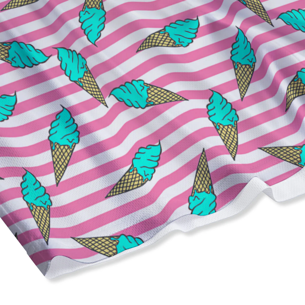 Pink Striped Ice Creams Print Pattern Mesh Shorts - Image 4