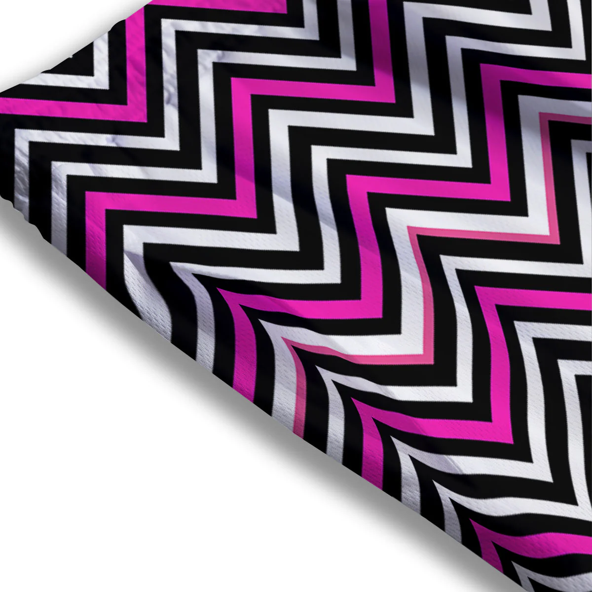 Pink White Black Zigzag Print Pattern Mesh Shorts - Image 3