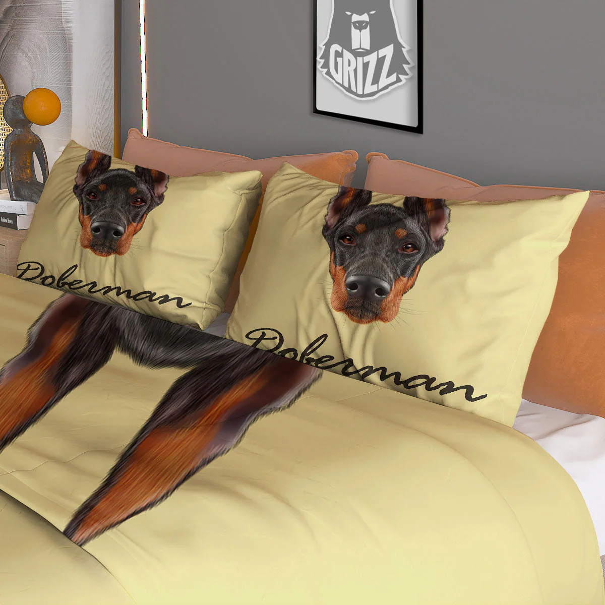 Pinscher Doberman Print Duvet Cover Bedding Set - Image 3
