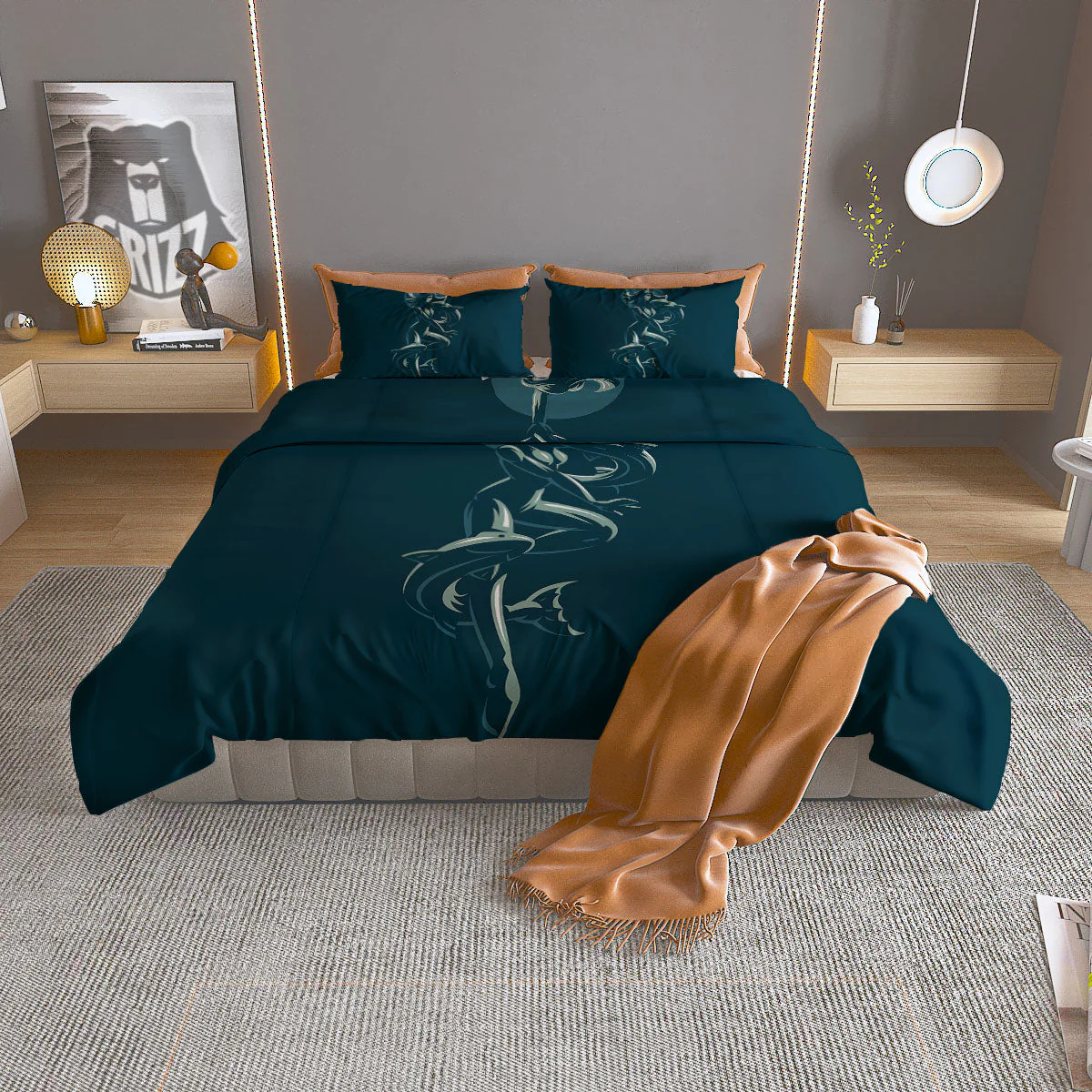 Pisces Sign Astrology Print Duvet Cover Bedding Set