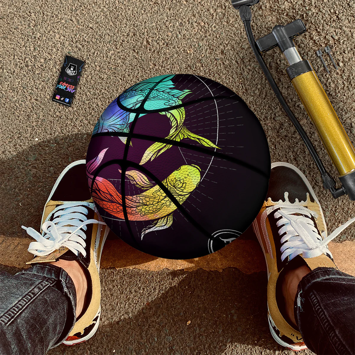 Pisces Sign Colorful Print Basketball - Image 2