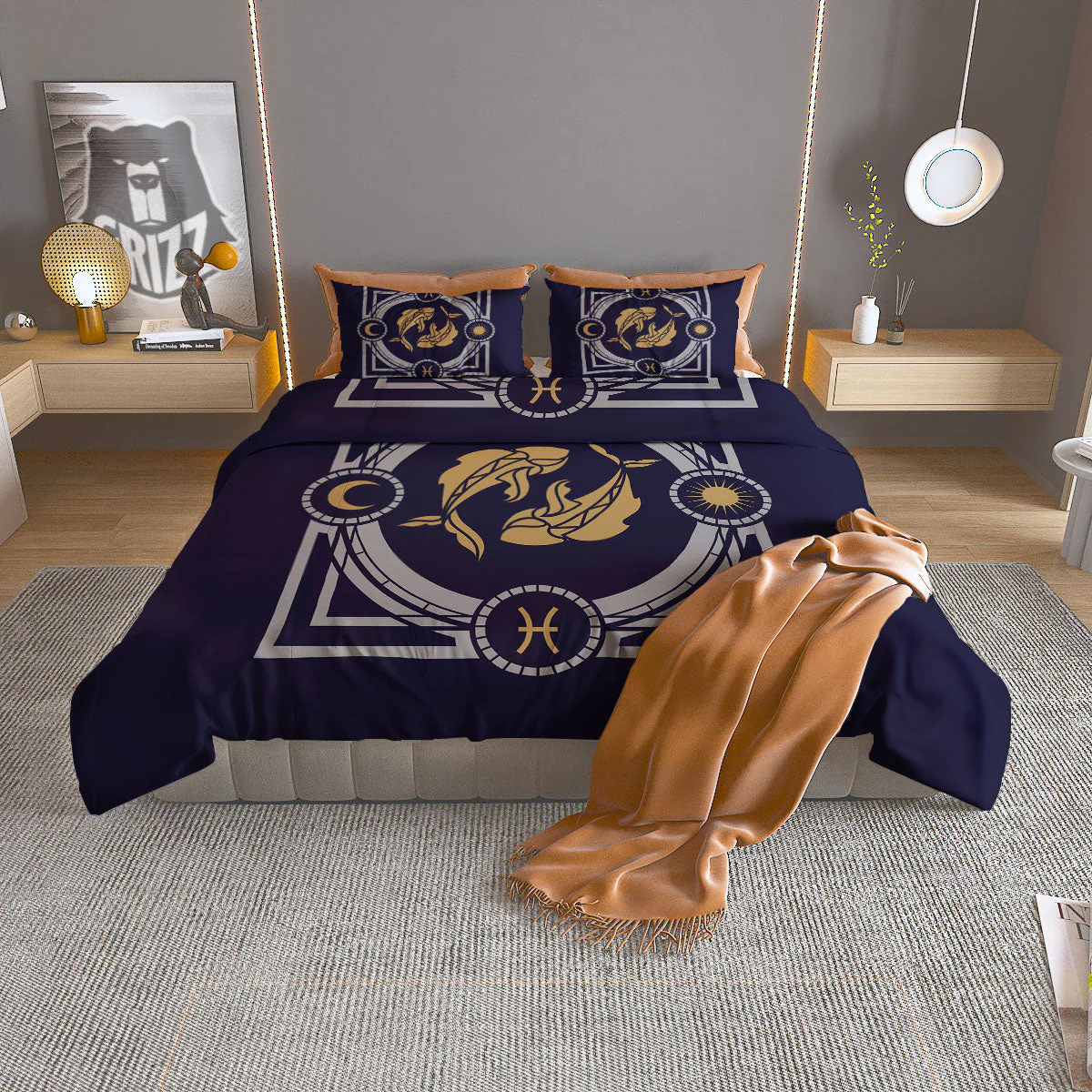 Pisces Sign Horoscope Print Duvet Cover Bedding Set