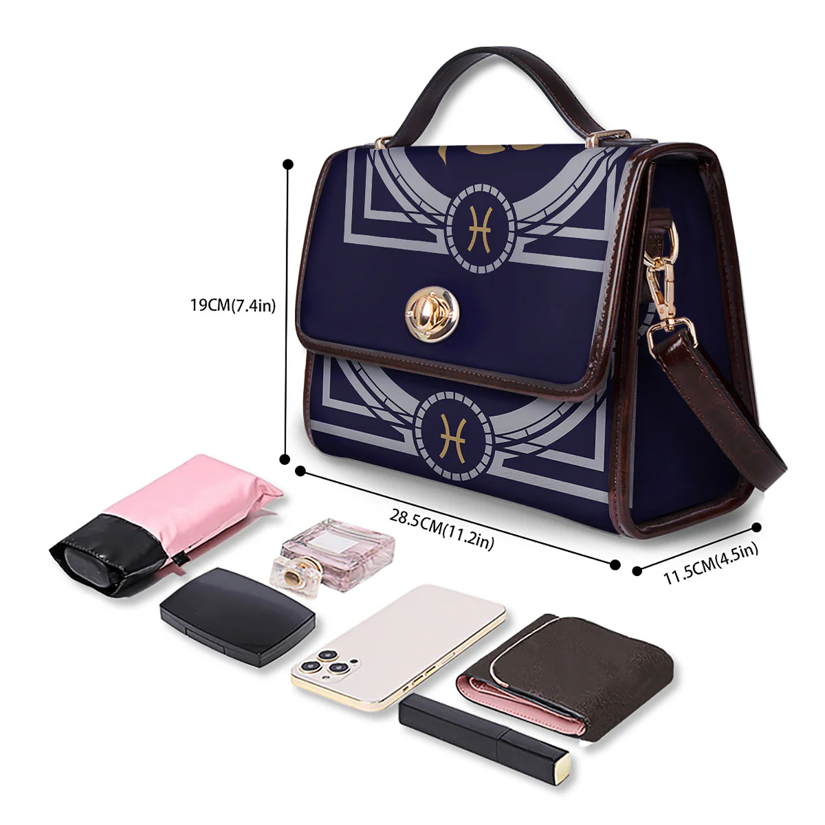 Pisces Sign Horoscope Print Women's Satchel Bag - Image 4