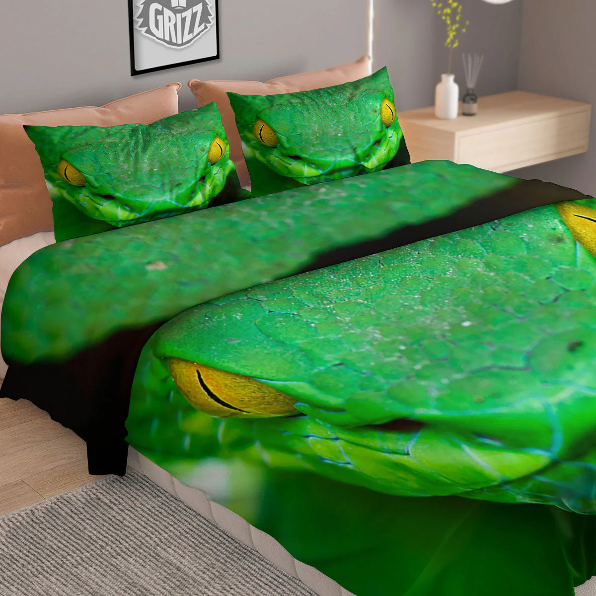 Pit Viper Green Print Duvet Cover Bedding Set - Image 2