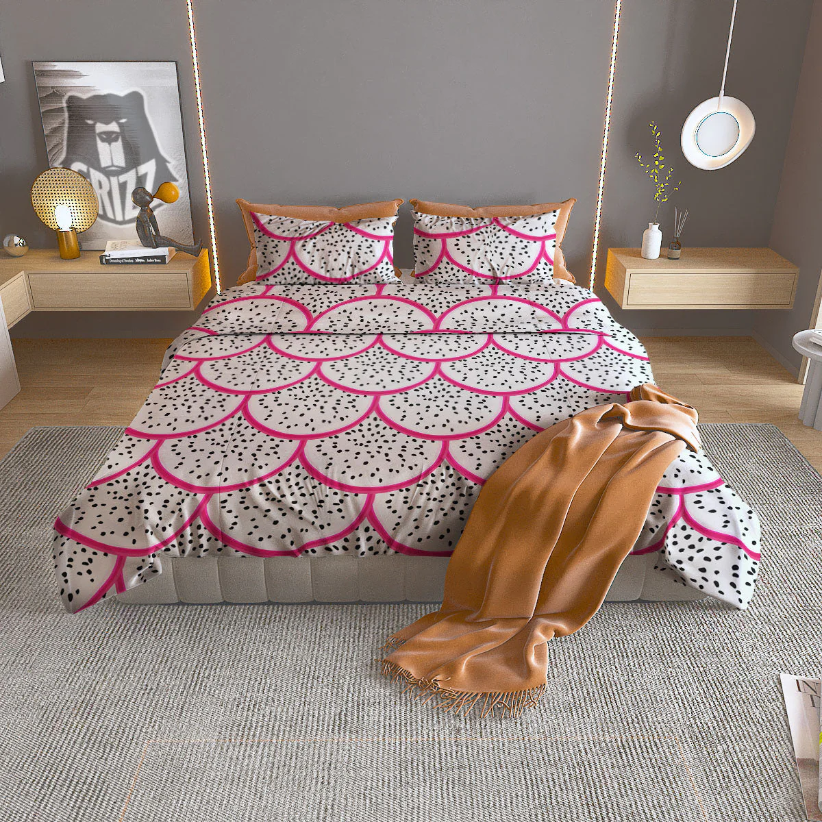 Pitaya Pattern Print Duvet Cover Bedding Set