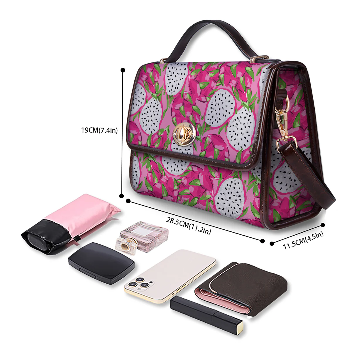 Pitaya Tropical Print Pattern Women's Satchel Bag - Image 4