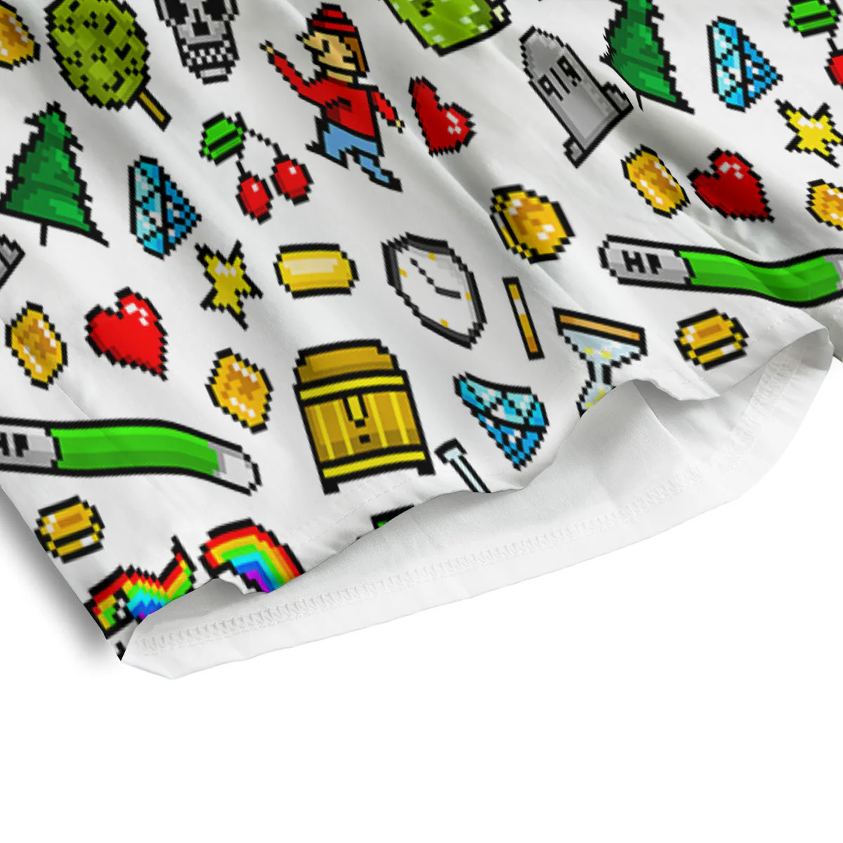 Pixel Art 8 Bit Retro Cartoon Print Pattern Men's Athletic Shorts - Image 4