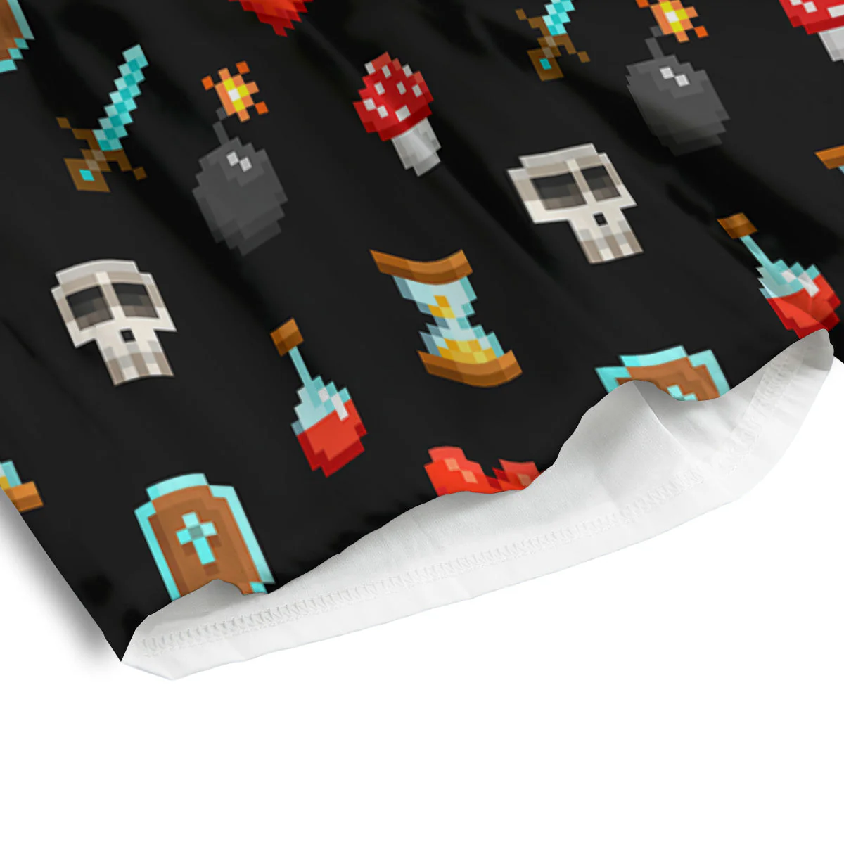 Pixel Graphics Game Icons Print Pattern Men's Athletic Shorts - Image 4