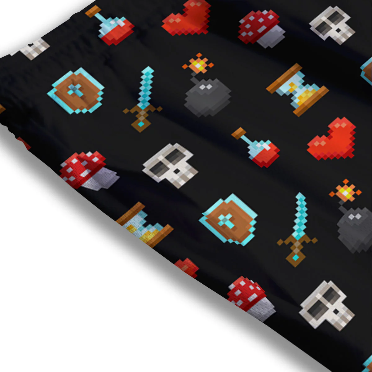 Pixel Graphics Game Icons Print Pattern Mesh Shorts - Image 3