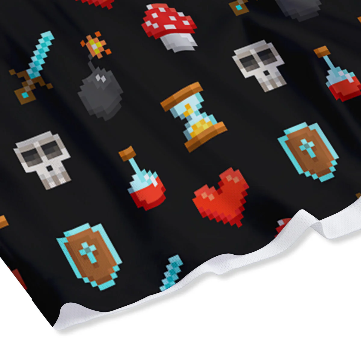 Pixel Graphics Game Icons Print Pattern Mesh Shorts - Image 4