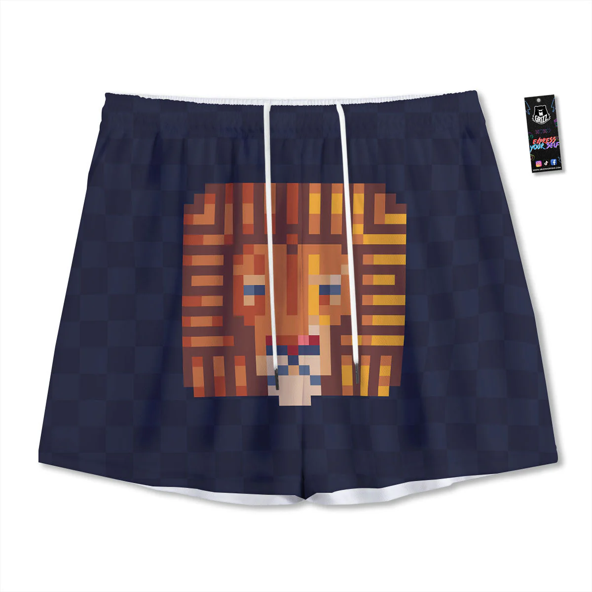 Pixel Leo Print Mesh Shorts