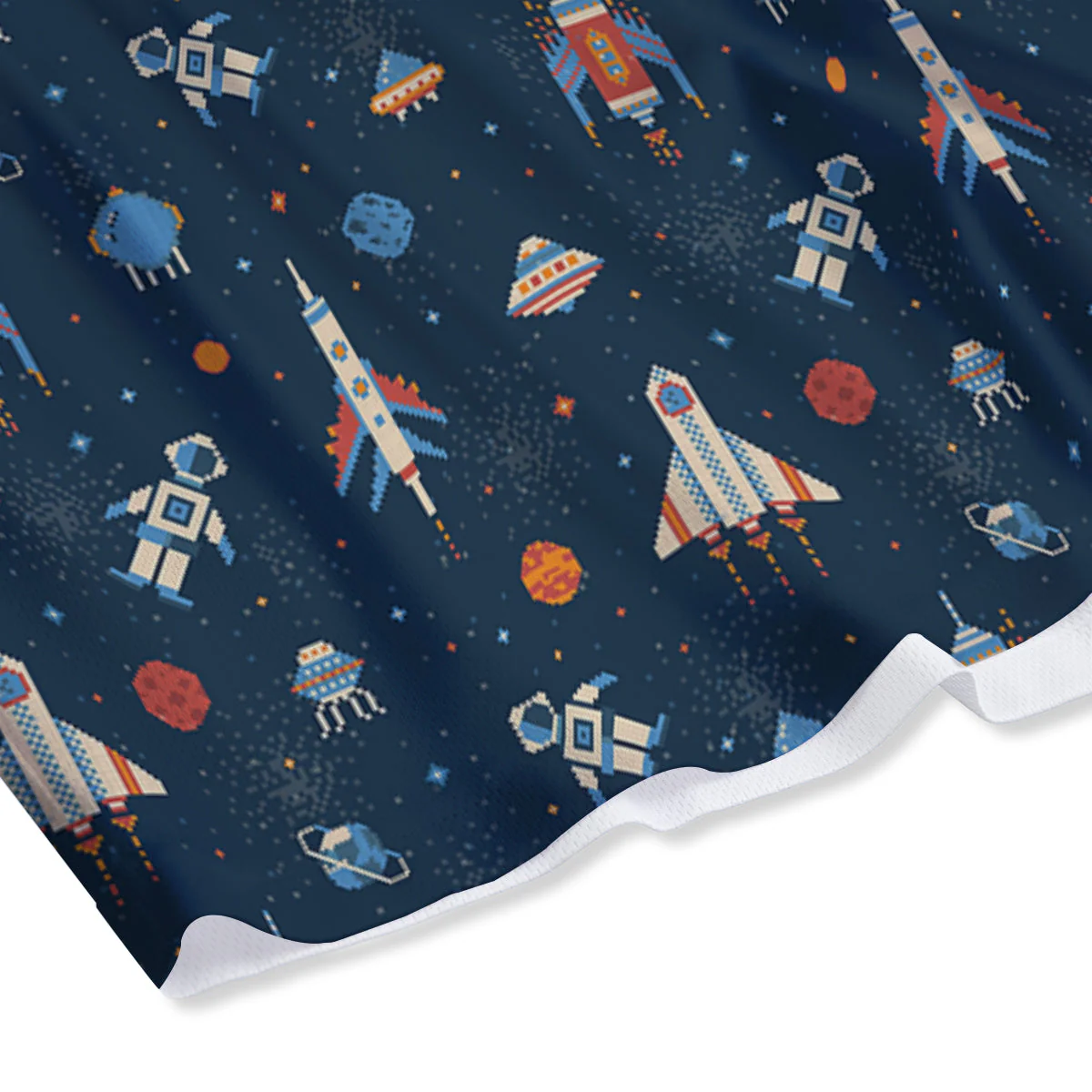 Pixel Space And Astronaut Print Pattern Mesh Shorts - Image 4