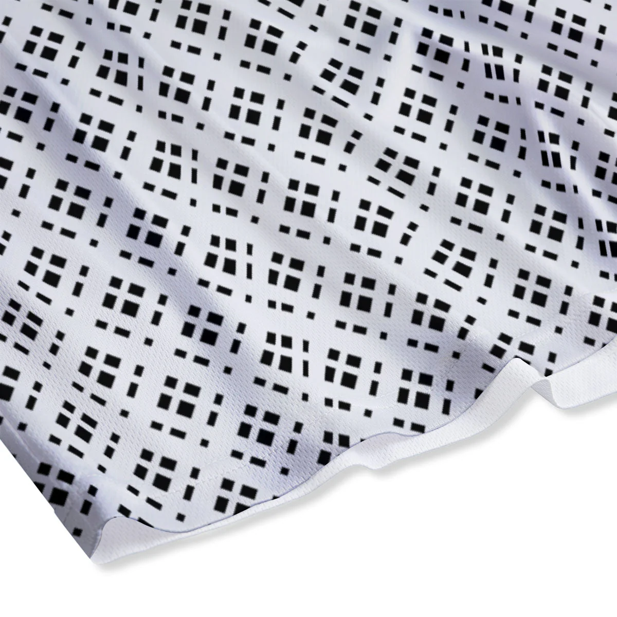 Pixel White And Black Print Pattern Mesh Shorts - Image 4