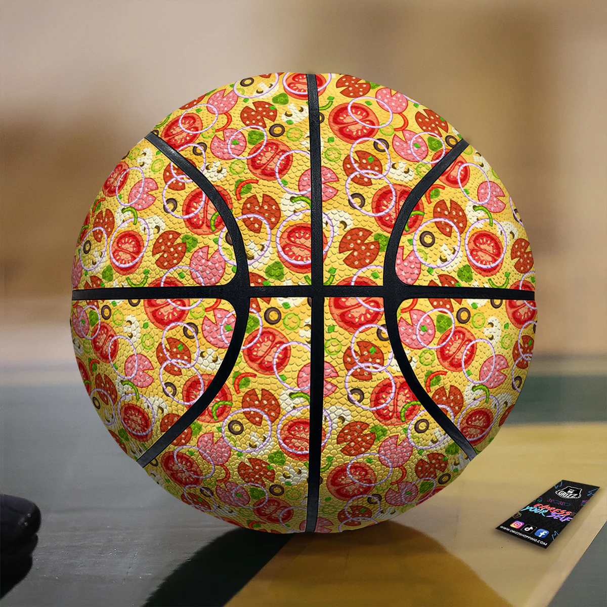Pizza And Different Ingredients Print Pattern Basketball