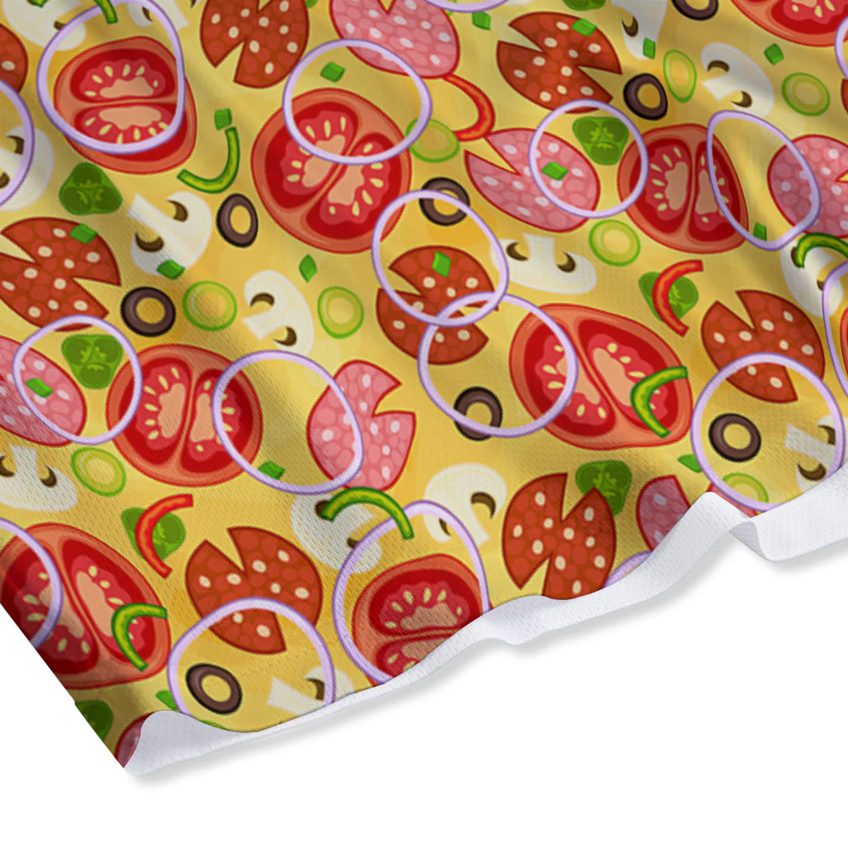 Pizza And Different Ingredients Print Pattern Mesh Shorts - Image 4