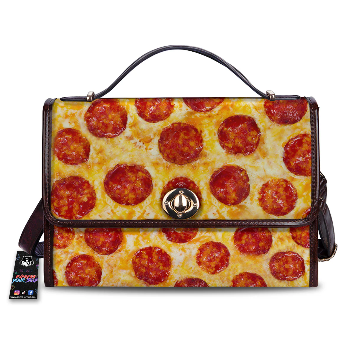 Pizza Pepperoni Print Women's Satchel Bag