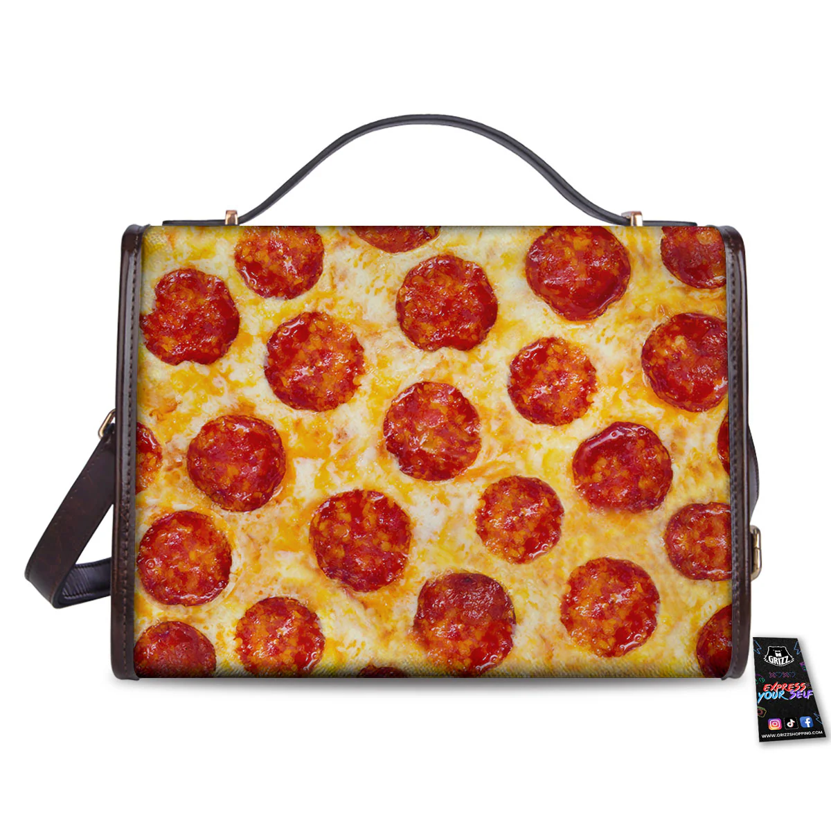 Pizza Pepperoni Print Women's Satchel Bag - Image 2